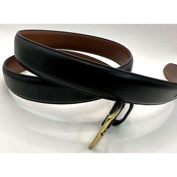 Roundtree Yorke Belt Mens 44 Black Leather Full Grain Cowhide Solid Brass Buckle - Picture 4 of 12